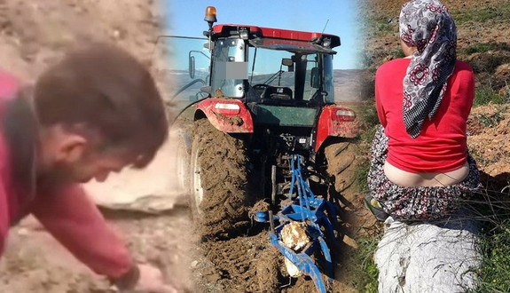 Yozgat'ta tarlasını eken çiftçinin traktörünün pulluğuna takıldı. 1,2,3 adımda anında aşağıya inip baktığında fark ettiği detayla resmen hayrete düştü
