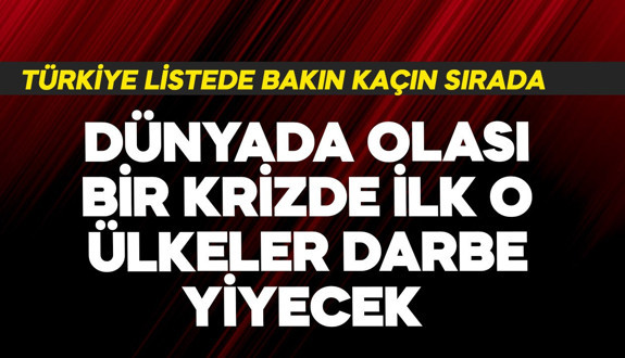 Dünyada olası bir krizde ilk o ülkeler darbe yiyecek! Türkiye bakın kaçıncı sırada