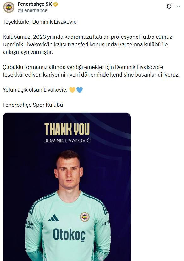Dominik Livakovic resmen Barcelona'da! Fenerbahçe'den açıklama geldi - Resim : 1