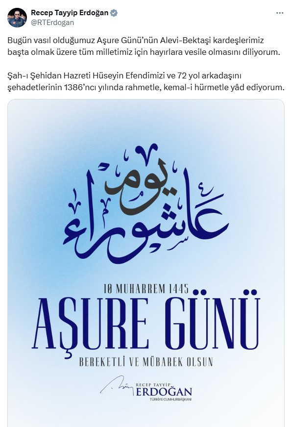 Cumhurbaşkanı Erdoğan'dan, Aşure Günü paylaşımı - Resim : 1