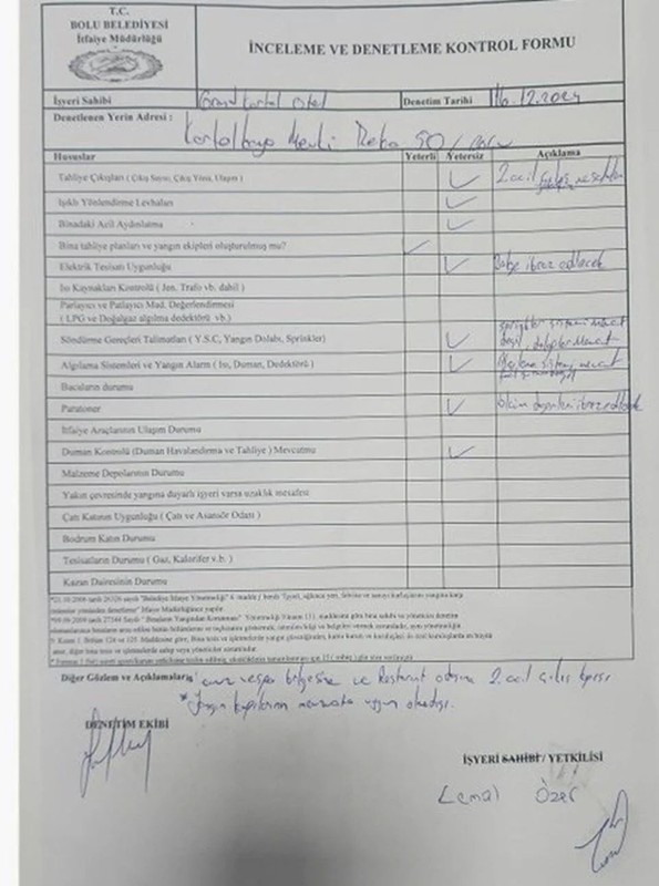 78 insanımızın ölümündeki ihmaller zinciri böyle sıralanmış! Evraklar ortaya döküldü: Tüm kusurlara rağmen otele uygunluk belgesi verildi mi? - Resim: 3