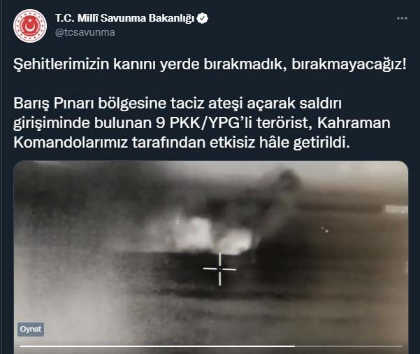 MSB: 9 PKK/YPG'li terörist etkisiz hale getirildi - Resim : 1