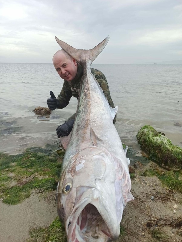 Çanakkale'de 25 metre derinlikte karşılaştığı devasa sürüden birini yakalayıp karaya çıkardı. Tam 63 kilogram ağırlığındaydı - Resim: 3