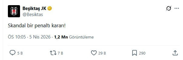 Fenerbahçe maçı sonrası olay paylaşım! Beşiktaş’tan penaltı kararına çok sert tepki - Resim : 1