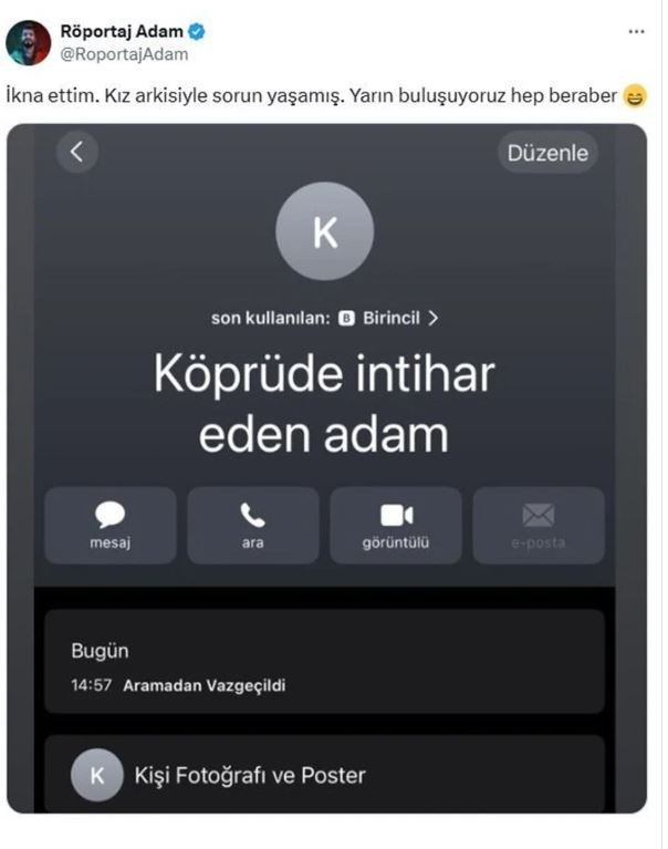 Köprüde intihar girişiminde bulunan genci 'Röportaj Adam' ikna etti! O anlar sosyal medyada gündem oldu - Resim : 3