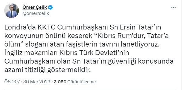 Ersin Tatar'a yönelik saldırıya AK Parti'den tepki: Faşistlerin tavrını lanetliyoruz - Resim : 1