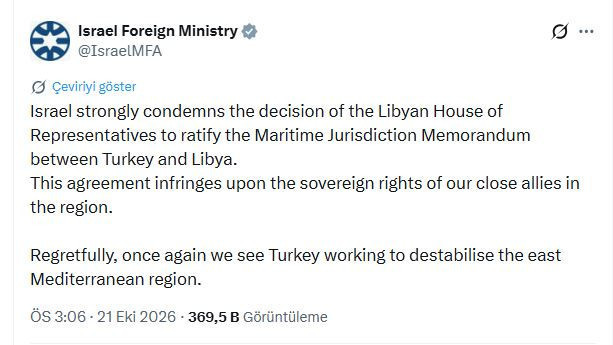 Libya'nın Türkiye kararı İsrail'i çıldırttı! Tel Aviv ateş püskürdü - Resim : 1