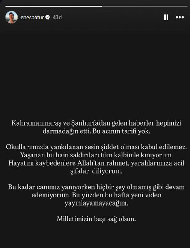 YouTuber Enes Batur'dan dikkat çeken paylaşım: "Hiçbir şey olmamış gibi devam edemem" diyerek duyurdu - Resim: 5