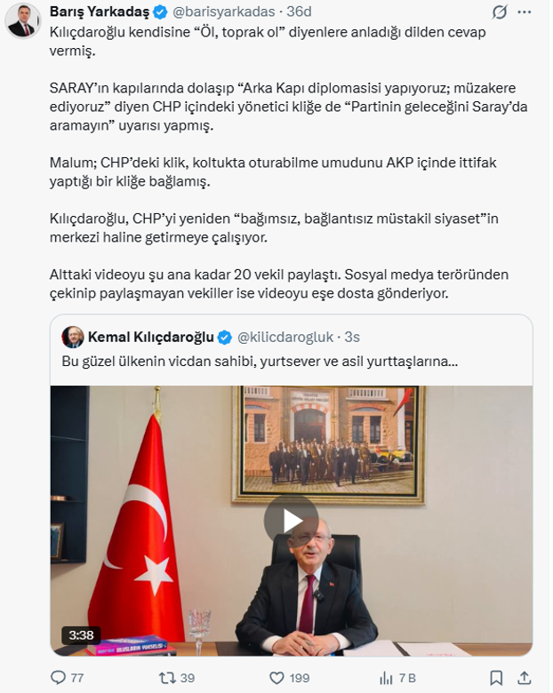 Barış Yarkadaş'tan bomba iddia! Kılıçdaroğlu'nun videosunu paylaşamayıp, eşe dosta gönderiyorlar - Resim : 2