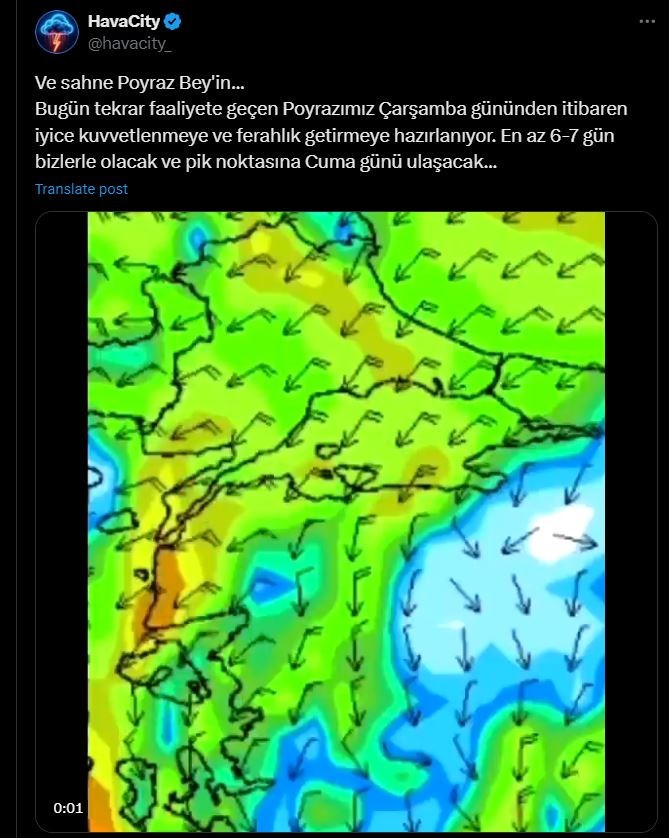 Türkiye'de perşembe gecesi hızını artıracak, cuma günü tavan yapacak - Resim : 1