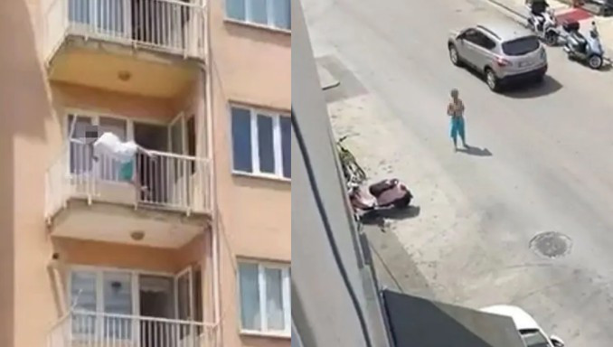 Denizli'de korkunç olay! Yarı çıplak sokağa çıkan kadın evine dönüp 3'üncü kattan atladı! O anlar kamerada - Resim : 1
