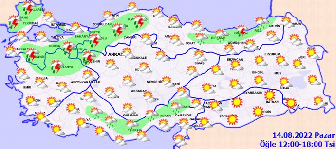 Meteoroloji uyardı! Bir taraf yağacak bir taraf yanacak! 14 Ağustos Pazar hava durumu raporu... - Resim : 1