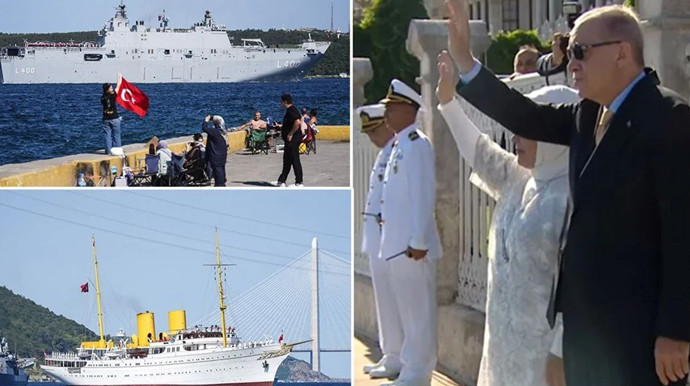 TEKNOFEST Mavi Vatan coşkusu İstanbul Boğazı’nda! Cumhurbaşkanı Erdoğan gemileri selamladı! - Resim : 2