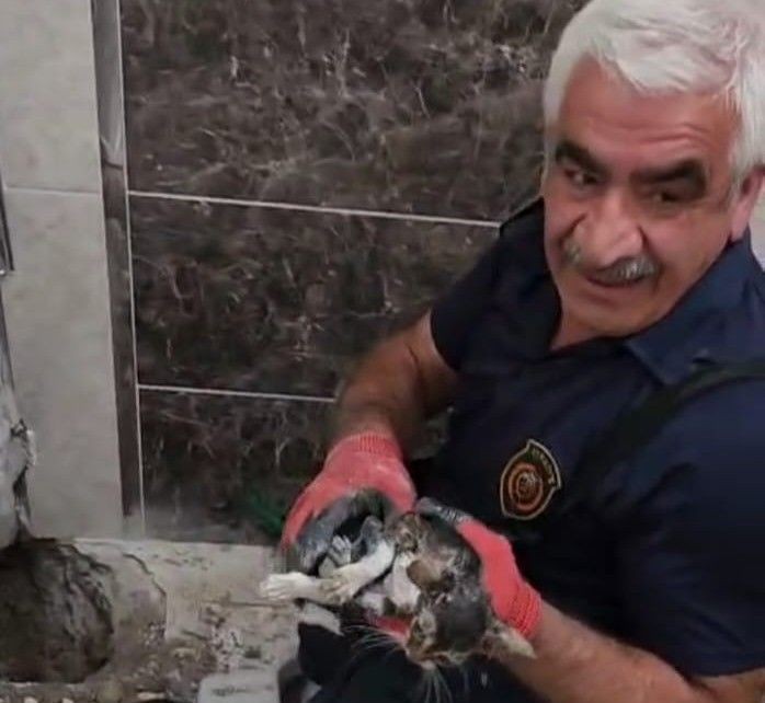 Malatya'da ihbar üzerine giden ekipler, atık su hattındaki manzarayı görünce yürekleri sızladı. 1 saat boyunca uğraştılar - Resim: 1