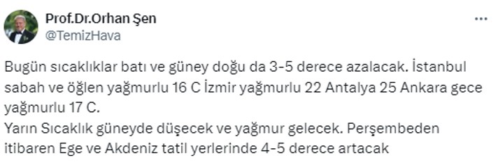 İstanbul, İzmir, Antalya, Ankara tek tek sayıldı. Uzman isimden Türkiye'nin büyükşehirlerine uyarı geldi. Perşembe gününe dikkat - Resim : 1