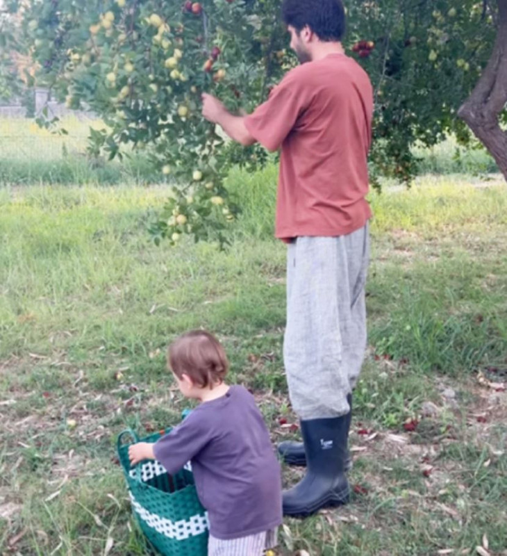 Kaan Urgancıoğlu vaktini oğluna ayırıyor! 2 yaşındaki Ardıç ile ağaçtan meyve topladı - Resim: 6
