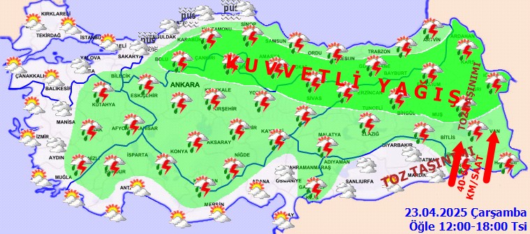Meteoroloji'den 23 Nisan (Çarşamba) günü için uyarı: Hava sıcaklığı düşüyor! Sağanak yağışa dikkat - Resim: 2