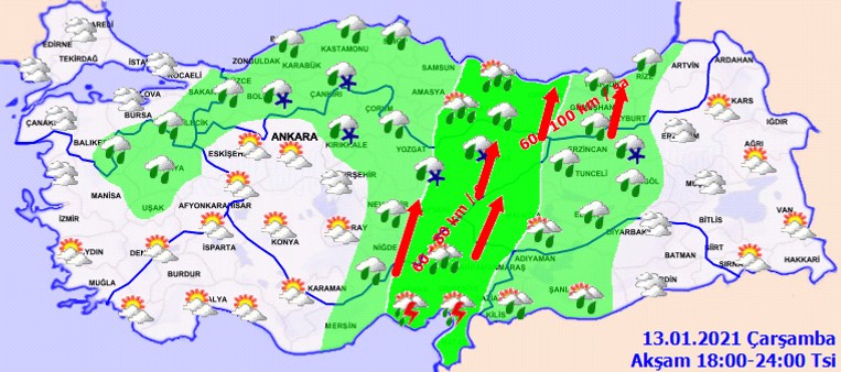 Meteoroloji’den sağanak ve kar uyarısı! Hava bugün nasıl olacak? 13 Ocak Çarşamba günü il il hava durumu… - Resim : 4