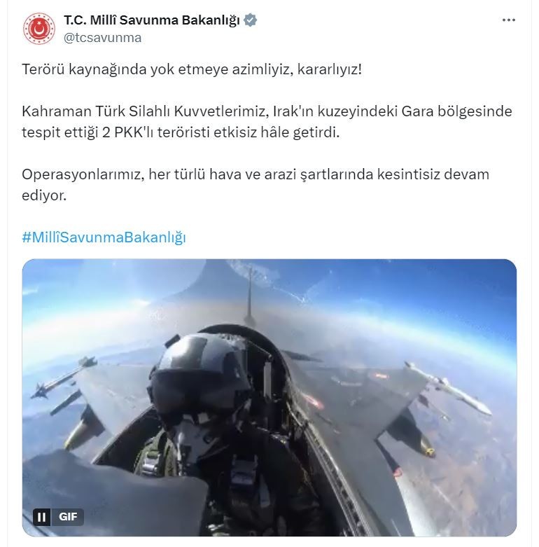 MSB: Gara bölgesinde 2 PKK'lı terörist etkisiz hale getirildi! - Resim : 1