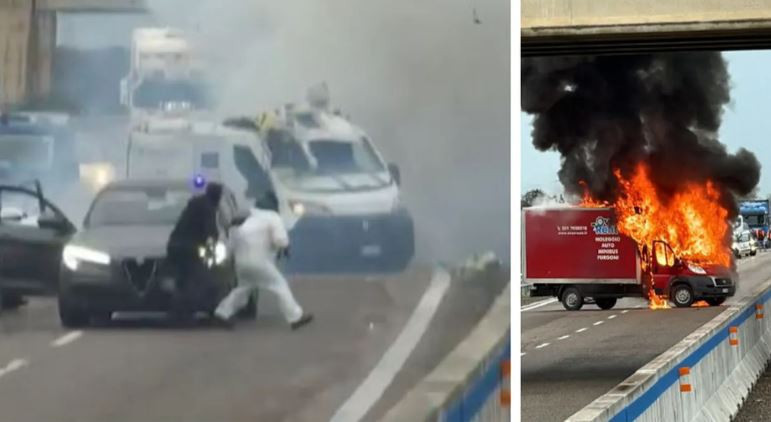 İtalya’da film gibi soygun! Zırhlı aracı patlatmaya çalıştılar! Ortalık savaş alanına döndü - Resim : 1