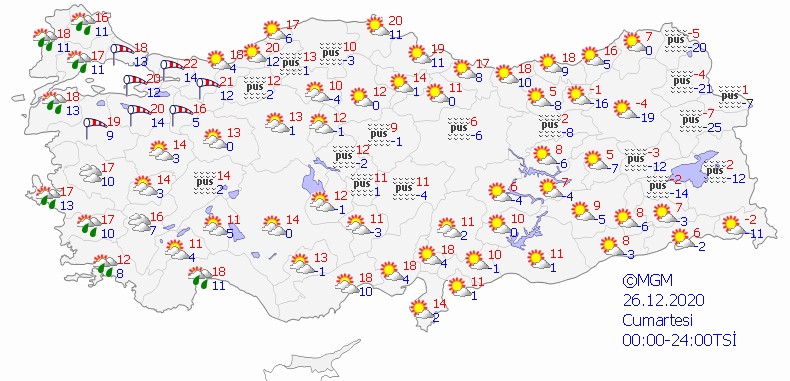 Hafta sonu hava nasıl olacak? 26-27 Aralık hava durumu tahminleri! Meteoroloji’den kuvvetli rüzgar uyarısı! - Resim : 1