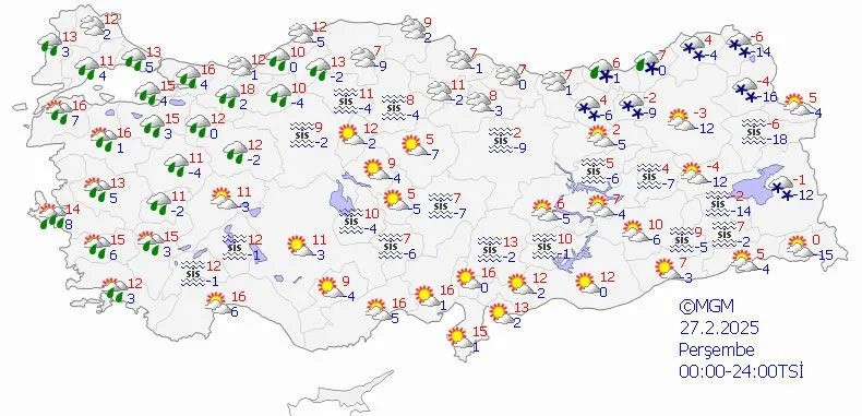 Yeni günün hava tahmin raporu açıklandı: MGM'den 21 kente sağanak, 10 kente kar uyarısı - Resim : 1