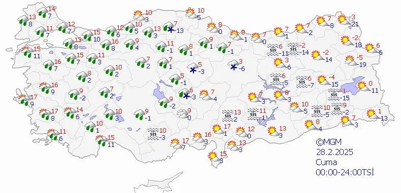 Yeni günün hava tahmin raporu açıklandı: MGM'den 21 kente sağanak, 10 kente kar uyarısı - Resim : 2