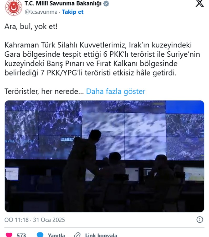 MSB: 13 PKK/YPG'li terörist etkisiz hâle getirildi! - Resim : 1