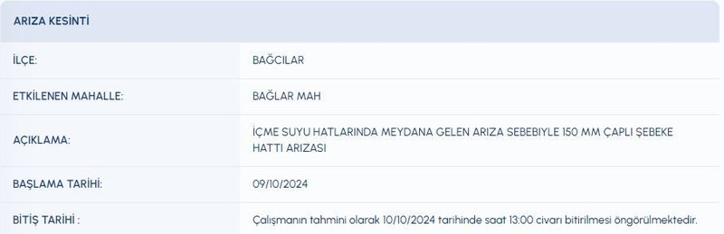 İstanbul’da 10 Ekim (bugün) su kesintisi! Susuz kalmayın! İSKİ uyardı! Tedbirinizi alın! - Resim: 4