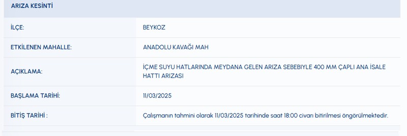 İstanbul’da 11 Mart (bugün) hangi ilçelerde su kesintisi olacak? Bidonları hazırlayın... İSKİ uyardı! O mahallelerde saatlerce sular akmayacak! - Resim: 4