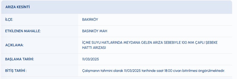İstanbul’da 11 Mart (bugün) hangi ilçelerde su kesintisi olacak? Bidonları hazırlayın... İSKİ uyardı! O mahallelerde saatlerce sular akmayacak! - Resim: 3