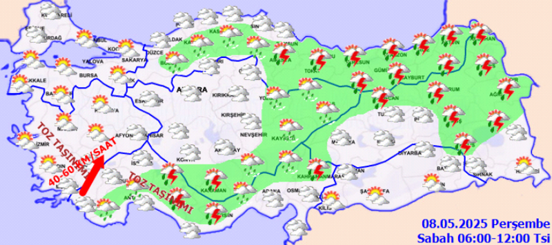 Meteoroloji'den uyarı: Sağanak yağışlar geri dönüyor! O bölgeler de ise toz taşımını etkili olacak - Resim: 1