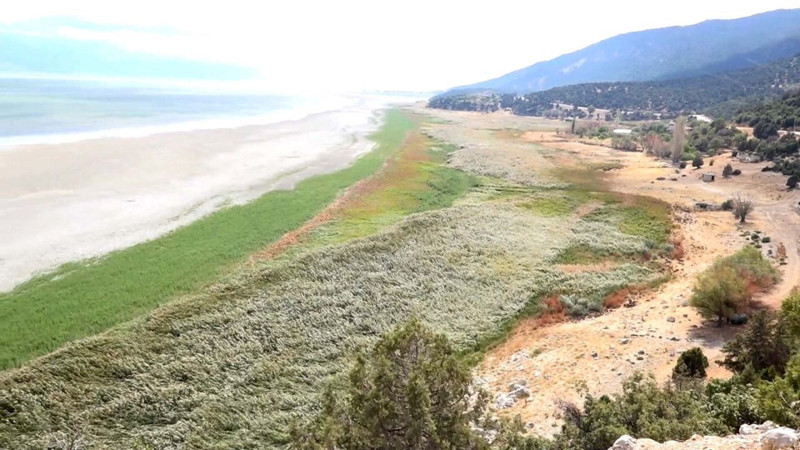 Türkiye’nin dördüncü büyük gölünden endişelendiren manzara! Göl ikiye bölündü, artık hayvanlar otlamaya başladı - Resim: 7