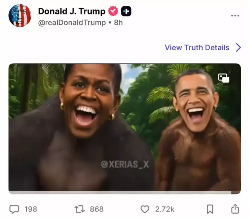 Trump'ın paylaştığı Obama videosu ABD'de ortalığı yıktı! "Mizah mı ırkçılık mı?" - Resim : 1