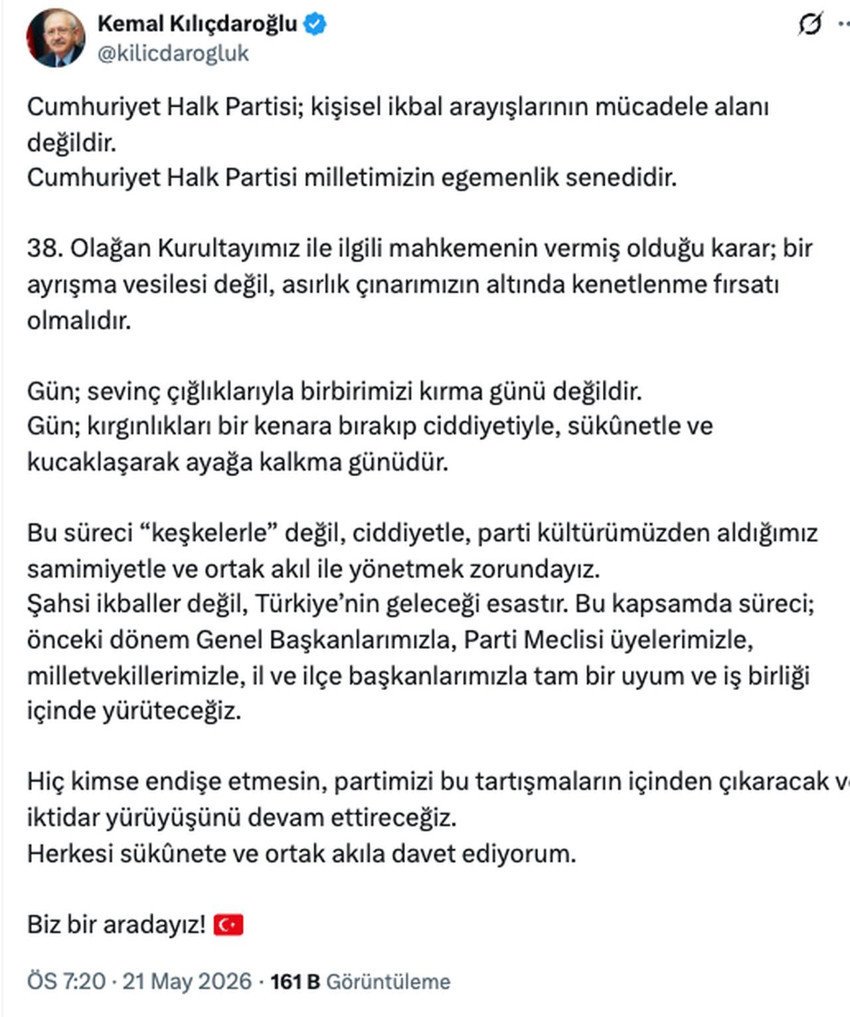 Mutlak Butlan sonrasında Kemal Kılıçdaroğlu'ndan açıklama geldi! Şahsi ikbal vurgusu - Resim : 1
