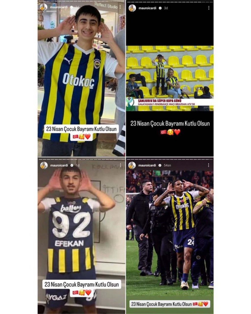 Galatasaraylı Icardi’den Fenerbahçelileri kızdıran 23 Nisan paylaşımı! Efekan Karayazı ve Oosterwolde’den cevap gecikmedi - Resim : 1