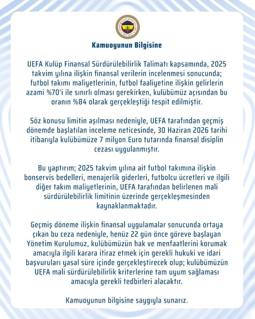 Fenerbahçe'ye UEFA'dan ağır fatura! - Resim : 1