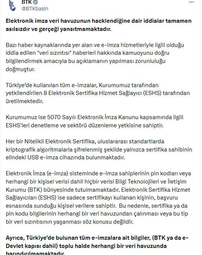 BTK'dan veri sızıntısı iddialarına açıklama: Yasal süreç başlatıldı - Resim : 1