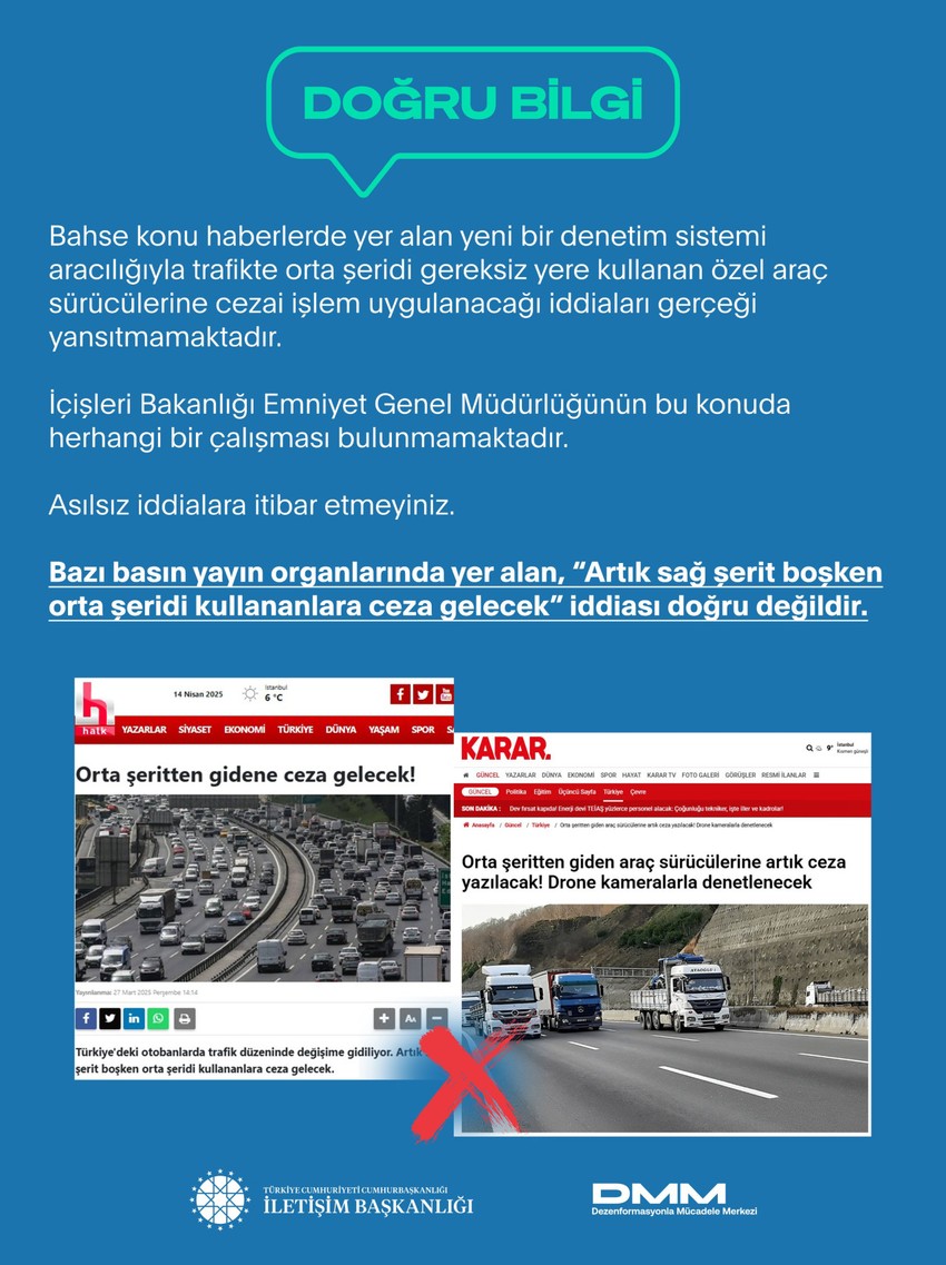 Trafikte orta şerit yasaklandı iddiası gündem olmuştu! DMM'den açıklama geldi - Resim : 1