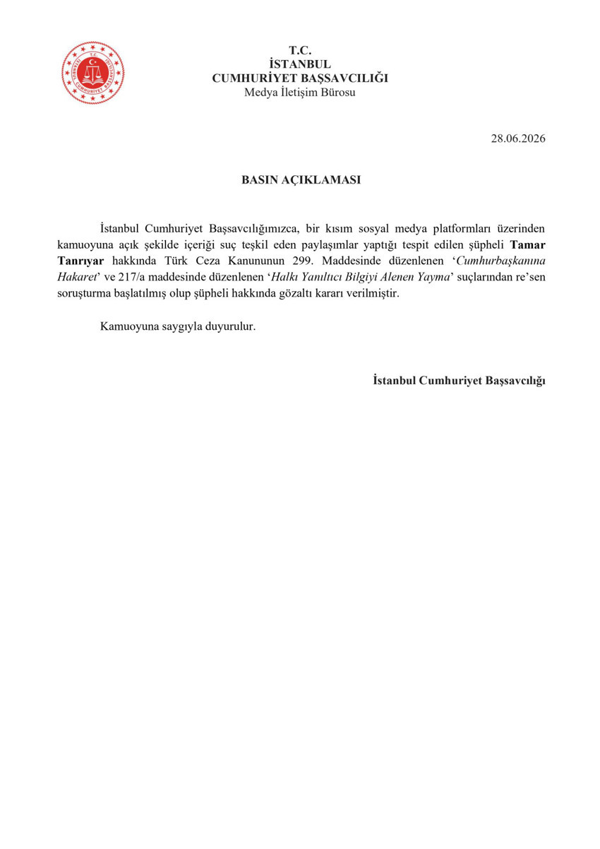 Cumhurbaşkanı Erdoğan'ı hedef alan paylaşıma soruşturma: Tamar Tanrıyar hakkında gözaltı kararı - Resim : 1