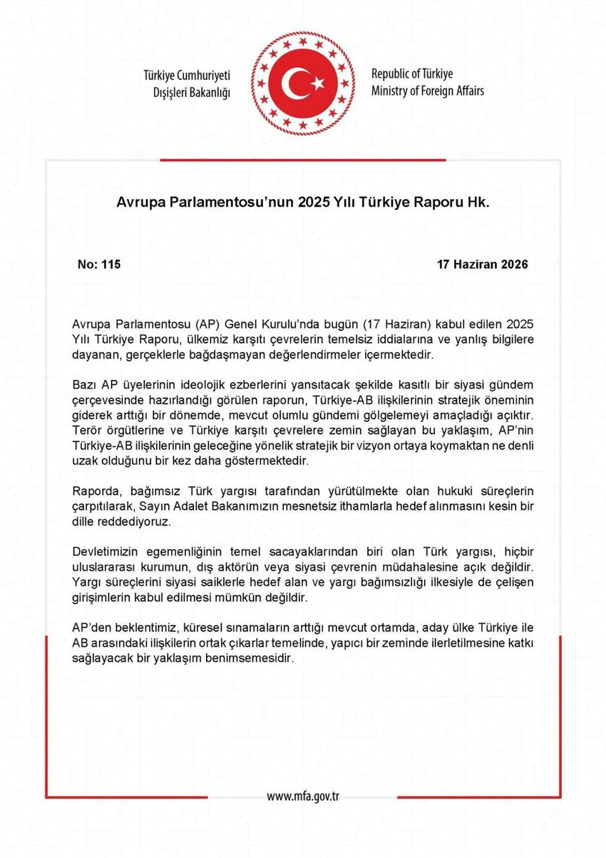 AP'nin 2025 Türkiye Raporu'na Dışişleri'nden tepki!