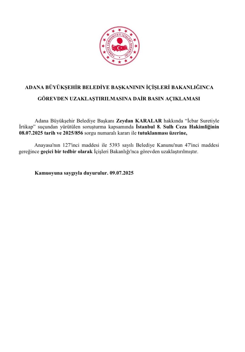 İçişleri Bakanlığı duyurdu! Zeydan Karalar ve Ahmet Şahin görevden uzaklaştırıldı - Resim : 2