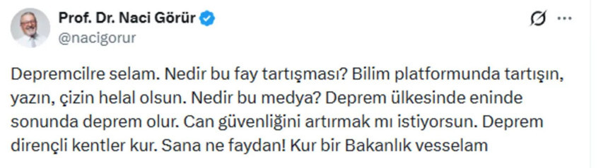 Naci Görür'den deprem tartışmalarına sert yanıt! 