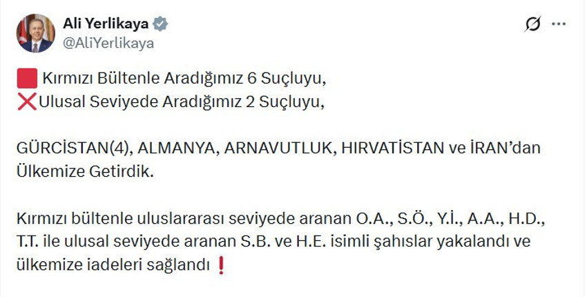 Ulusal seviyede aranan 8 suçlunun Türkiye'ye iade edildi! - Resim : 1