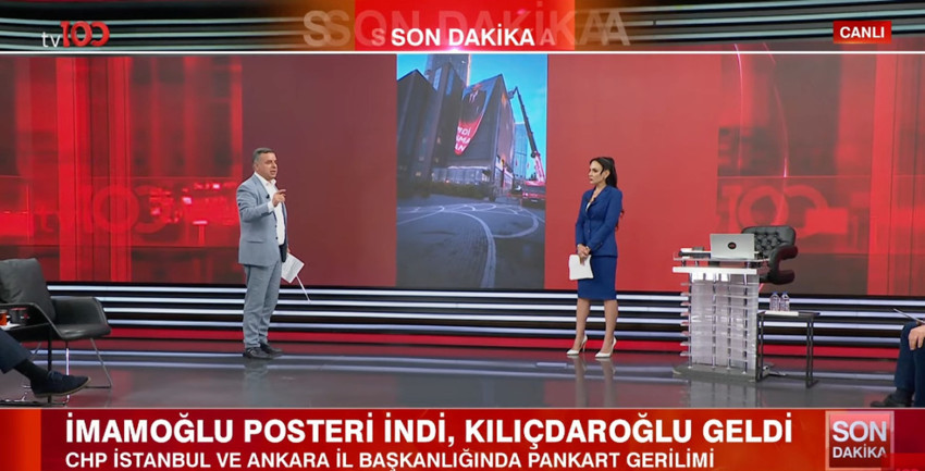Gürsel Tekin pankart krizini tv100'e anlattı! 