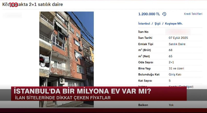 İstanbul’da bir milyona ev var mı? İlan sitelerinde dikkat çeken fiyatlar - Resim : 1