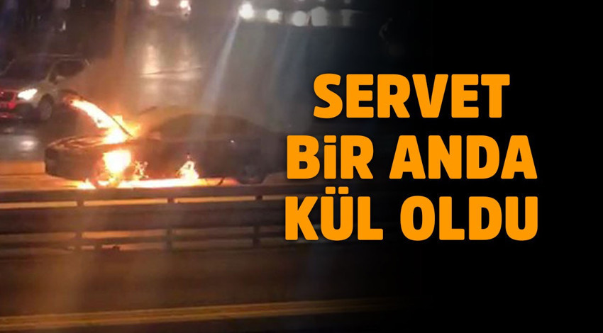 Lüks araç cayır cayır yandı