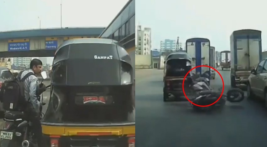 Yer: Hindistan... Tartıştığı motosikletliye böyle çarptı!