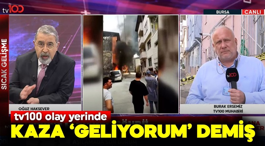 tv100 muhabiri Burak Ersemiz Bursa'da uçağın düştüğü olay yerinden son gelişmeleri aktardı