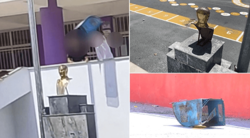 Atatürk büstüne çirkin saldırı! Polis, videodaki 4 çocuğu gözaltına aldı